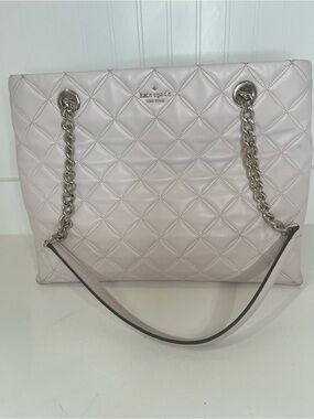 kate spade Quilted Chain-Handle Tote in Pale Pink